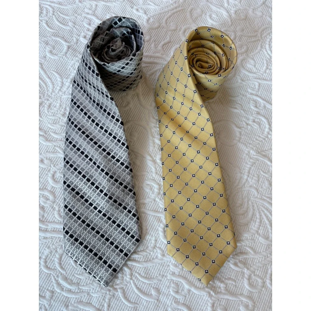 Jos. A. Bank 2 Mens - Grey/Black and a Gold/Blue medallion Executive ties